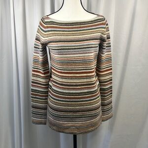 Theory Vintage Women's Colorful Striped Long Sleeve 100% Lambs Wool Sweater, Med